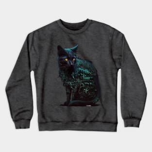 Black Cat of Magic Text Crewneck Sweatshirt